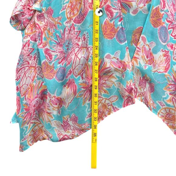 Charlie Paige Tropical Crochet Neckline Open Batwing Sleeves Kimono Beach OS - Picture 5 of 5